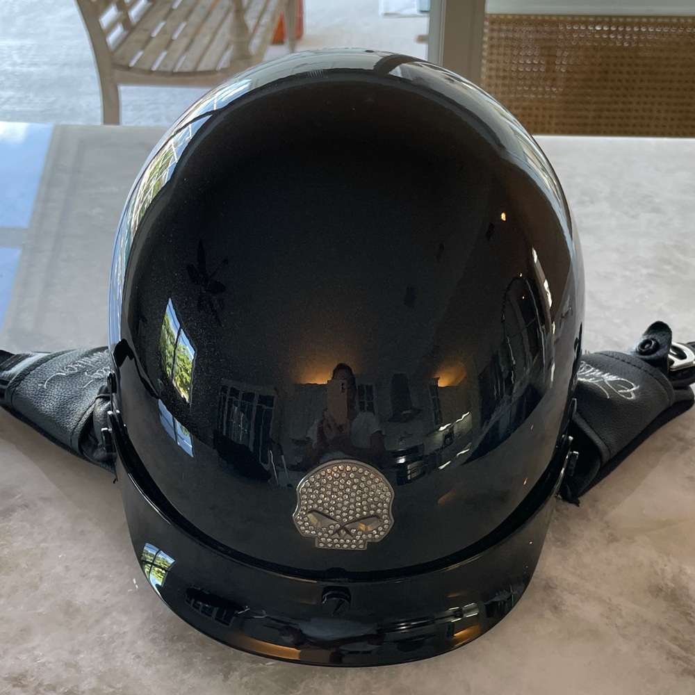 Harley-Davidson Black Helmet with Silver Skull Accent